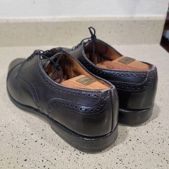 Allen Edmonds Leather Cap Toe Derby Lace Up Dress Shoe 910 C Sanford Mens Black main image 4